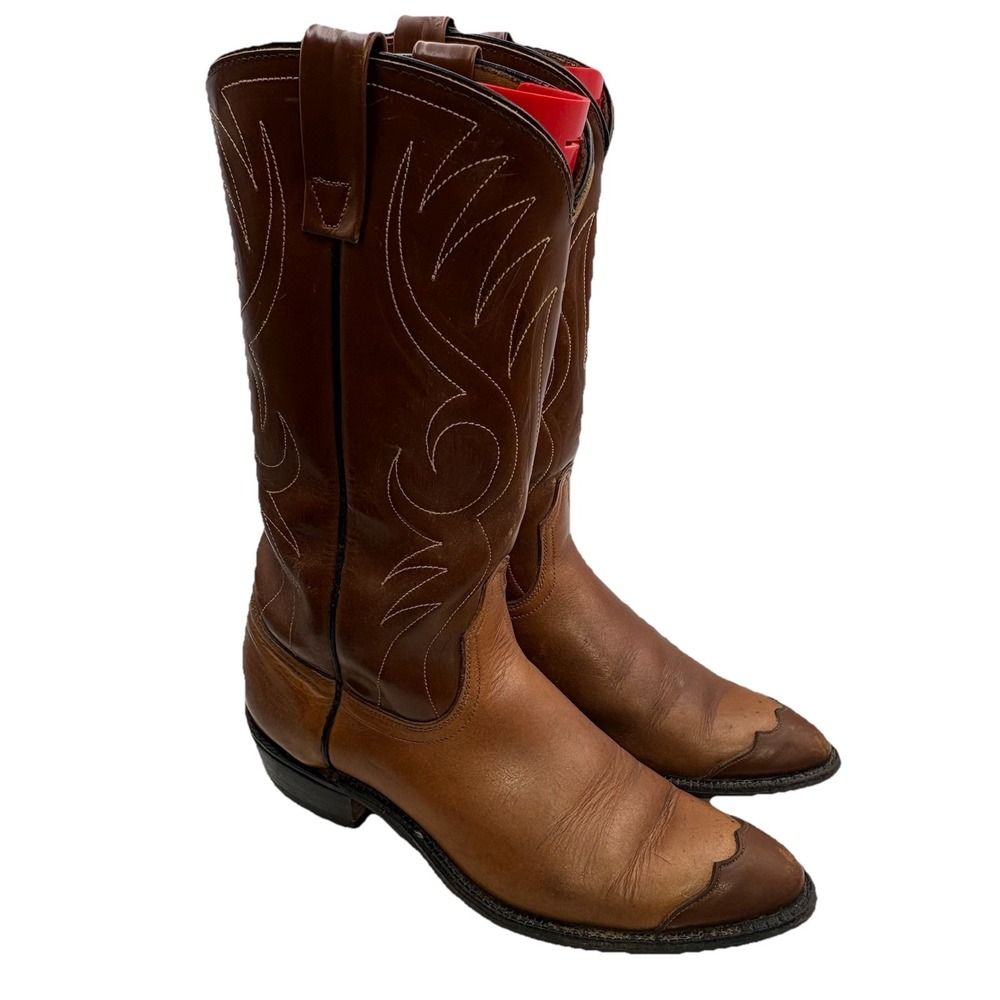 Acme Vintage Brown Leather Western Cowboy Boots Wingtip Pointed Toe Women's 7.5A